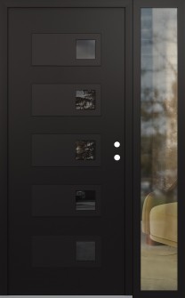 Diamond D2 52" x 80" black/black mirrored Glass Panel black LHI with Sidelite clear Glass