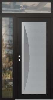 Diamond C13 48" x 96" black/white frosted Glass Panel stainless steel RHI with Sidelite and Transom clear Glass