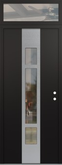 DIAMOND A9 36" X 96" BLACK/BLACK CLEAR GLASS PANEL STAINLESS STEEL LHI WITH TRANSOM CLEAR GLASS