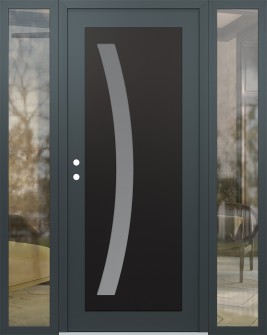 Diamond C4 64" x 80" anthracite/anthracite frosted Glass Panel black RHI with 2 Sidelites clear Glass