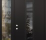 Modern Steel Front Door DIAMOND A9 52" X 96" BLACK/BLACK MIRRORED GLASS PANEL BLACK RHI WITH SIDELITE AND TRANSOM CLEAR GLASS