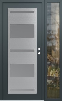 Diamond C10 50" x 80" anthracite/anthracite frosted Glass Panel stainless steel LHI with Sidelite clear Glass