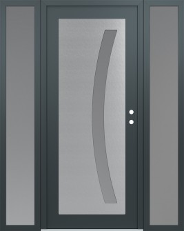 Diamond C4 64" x 80" anthracite/anthracite frosted Glass Panel stainless steel LHI with 2 Sidelites frosted Glass