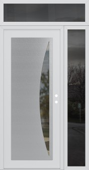 Diamond C13 50" x 96" white/white clear Glass Panel stainless steel LHI with Sidelite and Transom mirrored Glass