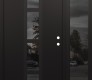 Modern Steel Front Door DIAMOND A10 50" X 80" BLACK/BLACK MIRRORED GLASS PANEL BLACK LHI WITH SIDELITE MIRRORED GLASS
