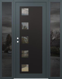 Diamond C5 64" x 80" anthracite/anthracite clear Glass Panel black RHI with 2 Sidelites mirrored Glass