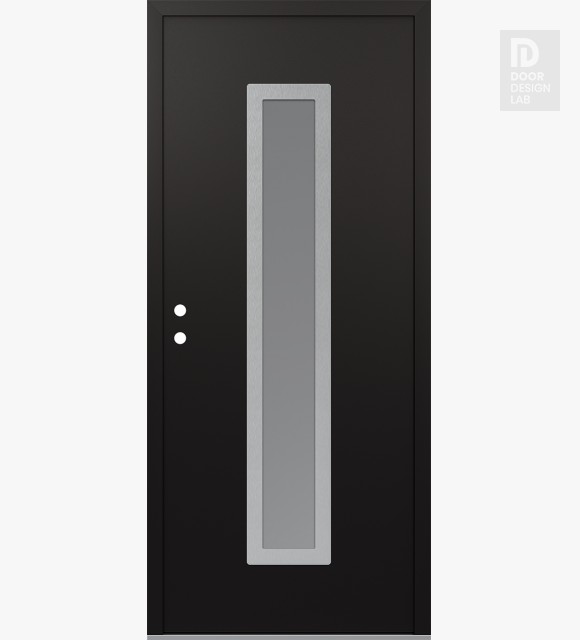 Modern Steel Front Door DIAMOND A11 36" X 80" BLACK/WHITE FROSTED GLASS PANEL STAINLESS STEEL RHI