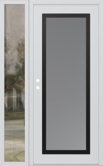 Diamond C1 48" x 80" white/white frosted Glass Panel black RHI with Sidelite clear Glass