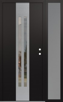 DIAMOND A8 52" X 80" BLACK/BLACK CLEAR GLASS PANEL STAINLESS STEEL LHI WITH SIDELITE FROSTED GLASS