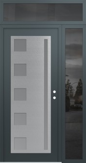 Diamond C3 50" x 96" anthracite/anthracite frosted Glass Panel stainless steel LHI with Sidelite and Transom mirrored Glass