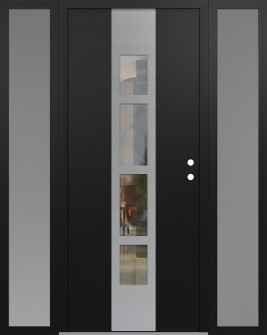 DIAMOND A10 60" X 80" BLACK/BLACK CLEAR GLASS PANEL STAINLESS STEEL LHI WITH 2 SIDELITES FROSTED GLASS
