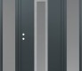 Modern Steel Front Door DIAMOND A1 68" X 80" ANTHRACITE/ANTHRACITE FROSTED GLASS PANEL STAINLESS STEEL RHI WITH 2 SIDELITES FROSTED GLASS