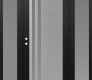 Modern Steel Front Door Diamond C6 64" x 80" black/white frosted Glass Panel stainless steel RHI with 2 Sidelites frosted Glass