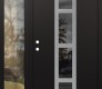 Modern Steel Front Door DIAMOND A10 48" X 80" BLACK/BLACK MIRRORED GLASS PANEL STAINLESS STEEL RHI WITH SIDELITE CLEAR GLASS