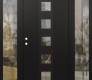 Modern Steel Front Door DIAMOND A13 60" X 80" BLACK/BLACK CLEAR GLASS PANEL BLACK RHI WITH 2 SIDELITES CLEAR GLASS