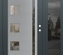 Modern Steel Front Door Diamond C3 52" x 80" anthracite/anthracite clear Glass Panel stainless steel LHI with Sidelite mirrored Glass