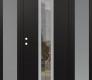 Modern Steel Front Door DIAMOND A11 68" X 80" BLACK/BLACK CLEAR GLASS PANEL STAINLESS STEEL RHI WITH 2 SIDELITES FROSTED GLASS