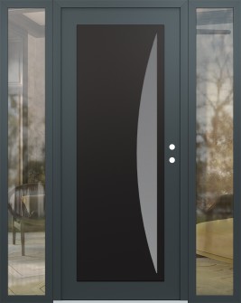 Diamond C13 60" x 80" anthracite/anthracite frosted Glass Panel black LHI with 2 Sidelites clear Glass