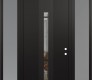 Modern Steel Front Door DIAMOND A3 68" X 96" BLACK/BLACK CLEAR GLASS PANEL BLACK LHI WITH 2 SIDELITES AND TRANSOM FROSTED GLASS