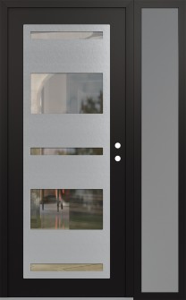 Diamond C10 52" x 80" black/black clear Glass Panel stainless steel LHI with Sidelite frosted Glass