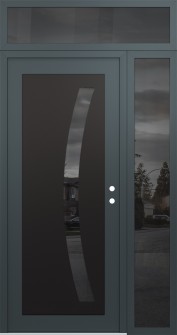 Diamond C4 50" x 96" anthracite/anthracite mirrored Glass Panel black LHI with Sidelite and Transom mirrored Glass