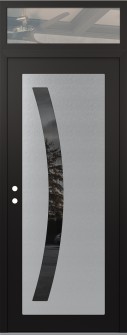 Diamond C4 36" x 96" black/black mirrored Glass Panel stainless steel RHI with Transom clear Glass