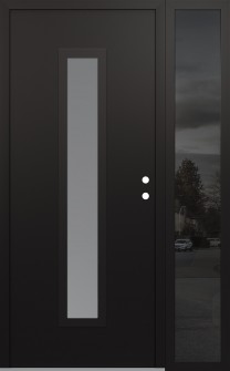 DIAMOND A11 52" X 80" BLACK/WHITE FROSTED GLASS PANEL BLACK LHI WITH SIDELITE MIRRORED GLASS