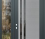 Modern Steel Front Door Diamond C6 52" x 96" anthracite/anthracite mirrored Glass Panel stainless steel RHI with Sidelite and Transom clear Glass