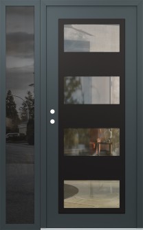 Diamond C2 48" x 80" anthracite/anthracite clear Glass Panel black RHI with Sidelite mirrored Glass