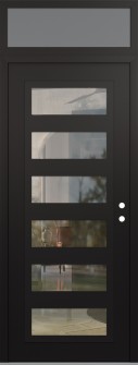 Diamond C9 36" x 96" black/black clear Glass Panel black LHI with Transom frosted Glass