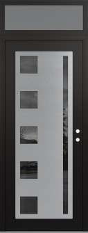 Diamond C3 36" x 96" black/black mirrored Glass Panel stainless steel LHI with Transom frosted Glass