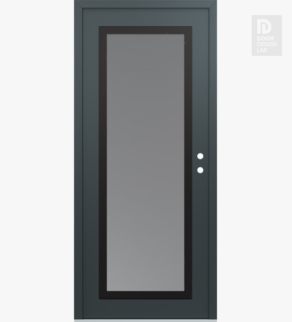 Modern Steel Front Door Diamond C1 36" x 80" anthracite/anthracite frosted Glass Panel black LHI