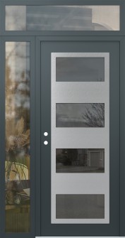 Diamond C2 48" x 96" anthracite/anthracite mirrored Glass Panel stainless steel RHI with Sidelite and Transom clear Glass