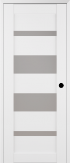 RTA LEFT HAND PREHUNG CONCEALED DOOR SLAB MIRELLA VETRO BIANCO NOBLE 28" X 80" X 1 9/16" FROSTED GLASS