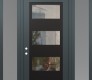 Modern Steel Front Door Diamond C2 60" x 96" anthracite/anthracite clear Glass Panel black RHI with 2 Sidelites and Transom frosted Glass