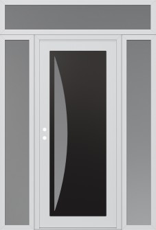 Diamond C13 64" x 96" white/white frosted Glass Panel black RHI with 2 Sidelites and Transom frosted Glass