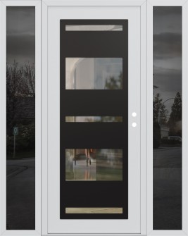 Diamond C10 68" x 80" white/white clear Glass Panel black LHI with 2 Sidelites mirrored Glass