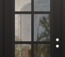Modern Steel Front Door Diamond C16 36" x 96" black/black clear Glass Panel black LHI with Transom frosted Glass