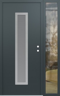 DIAMOND A11 52" X 80" ANTHRACITE/ANTHRACITE FROSTED GLASS PANEL STAINLESS STEEL LHI WITH SIDELITE CLEAR GLASS