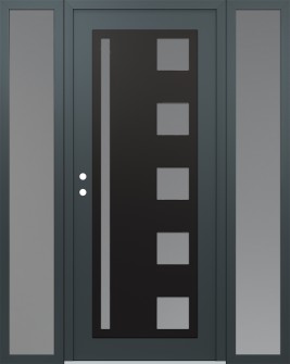 Diamond C3 64" x 80" anthracite/anthracite frosted Glass Panel black RHI with 2 Sidelites frosted Glass