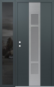 DIAMOND A9 52" X 80" ANTHRACITE/ANTHRACITE FROSTED GLASS PANEL STAINLESS STEEL RHI WITH SIDELITE MIRRORED GLASS