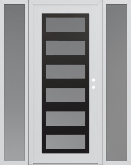 Diamond C9 60" x 80" white/white frosted Glass Panel black LHI with 2 Sidelites frosted Glass