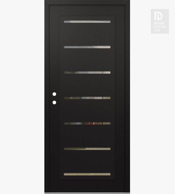 Modern Steel Front Door Diamond C11 36" x 80" black/black clear Glass Panel black RHI