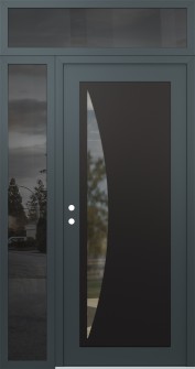 Diamond C13 50" x 96" anthracite/anthracite clear Glass Panel black RHI with Sidelite and Transom mirrored Glass