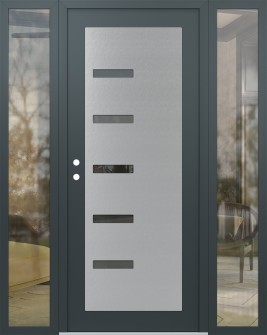 Diamond C8 68" x 80" anthracite/anthracite mirrored Glass Panel stainless steel RHI with 2 Sidelites clear Glass