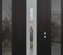 DIAMOND A2 64" X 96" BLACK/BLACK CLEAR GLASS PANEL STAINLESS STEEL RHI WITH 2 SIDELITES AND TRANSOM MIRRORED GLASS