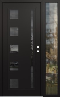 Diamond C3 52" x 80" black/black mirrored Glass Panel black LHI with Sidelite clear Glass