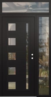 Diamond C3 52" x 96" black/black clear Glass Panel black LHI with Sidelite and Transom clear Glass