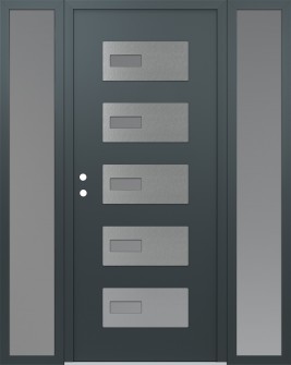 Diamond D7 68" x 80" anthracite/anthracite frosted Glass Panel stainless steel RHI with 2 Sidelites frosted Glass