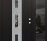 Modern Steel Front Door DIAMOND A7 48" X 80" BLACK/BLACK MIRRORED GLASS PANEL STAINLESS STEEL LHI WITH SIDELITE MIRRORED GLASS